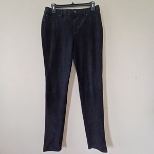 Chicos Pants Sz 00 / XS Faux Suede Black Slim Leg‎ Ankle Pull On Travel Frinedly